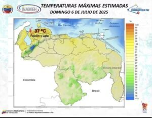 el clima para Venezuela este domingo 6 de julio