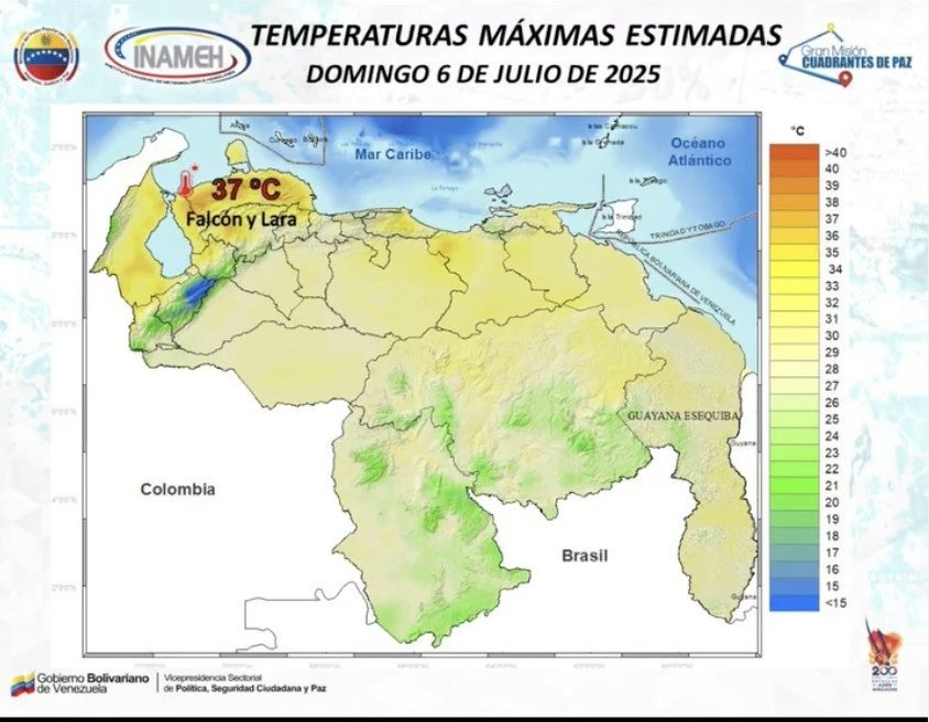 el clima para Venezuela este domingo 6 de julio